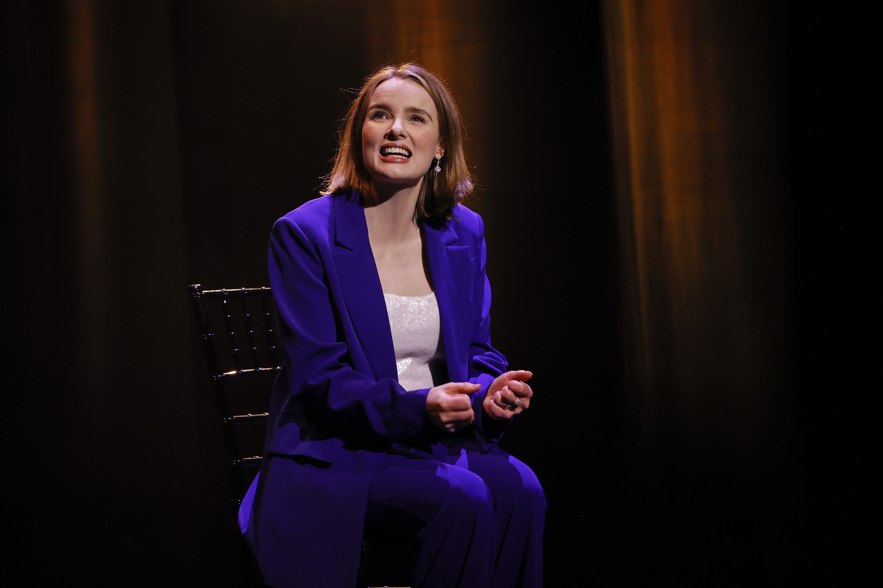 Anna O'Byrne in a candid seated moment in Becoming Eliza